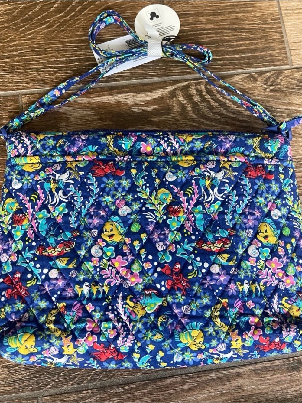 Disney Vera Bradley Blue Floral Quilted Crossbody Bag - The Little Mermaid Print